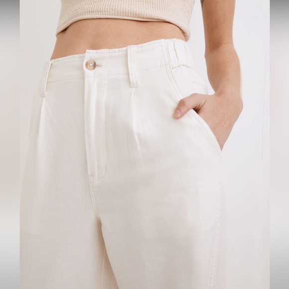 Madewell Cotton Linen Pleated Wide Leg Mauve Pants Size S (2) - Picture 3 of 12